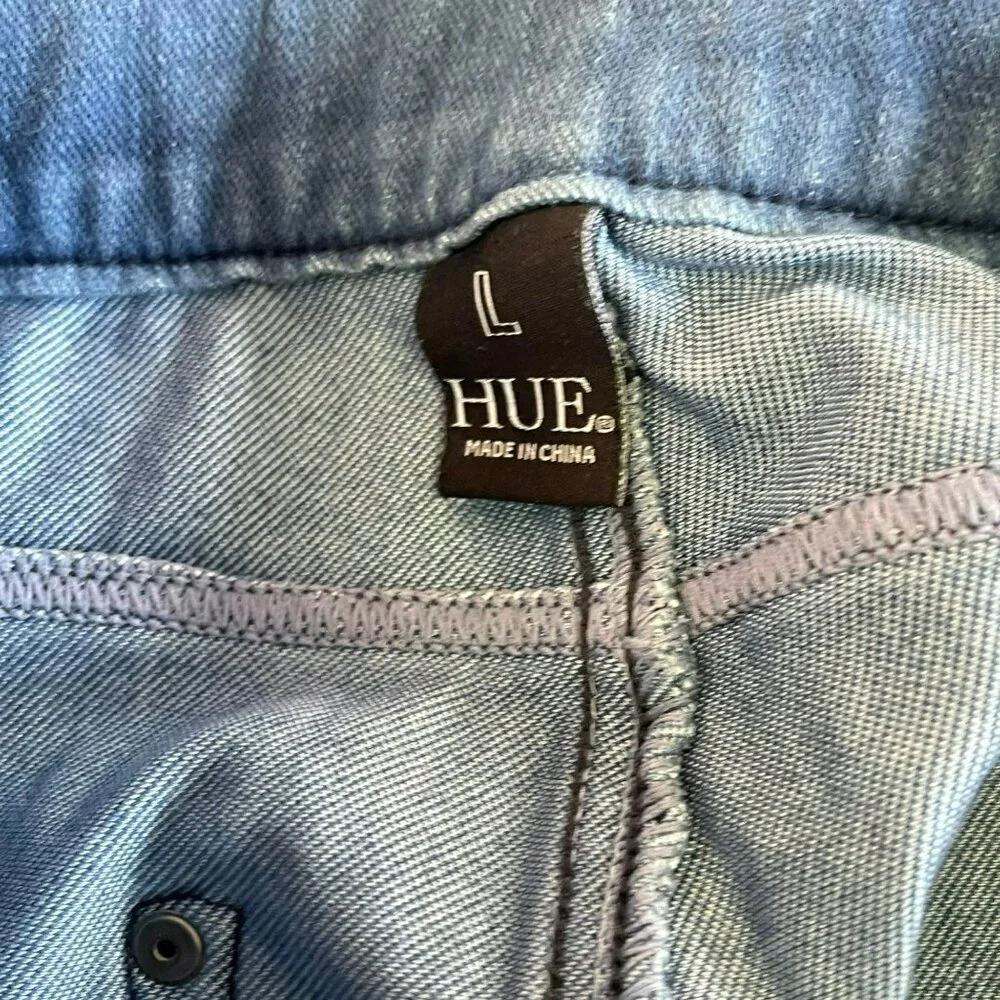 Hue Womens Stretch Denim Pull On Jeggings Blue Size L NWOT